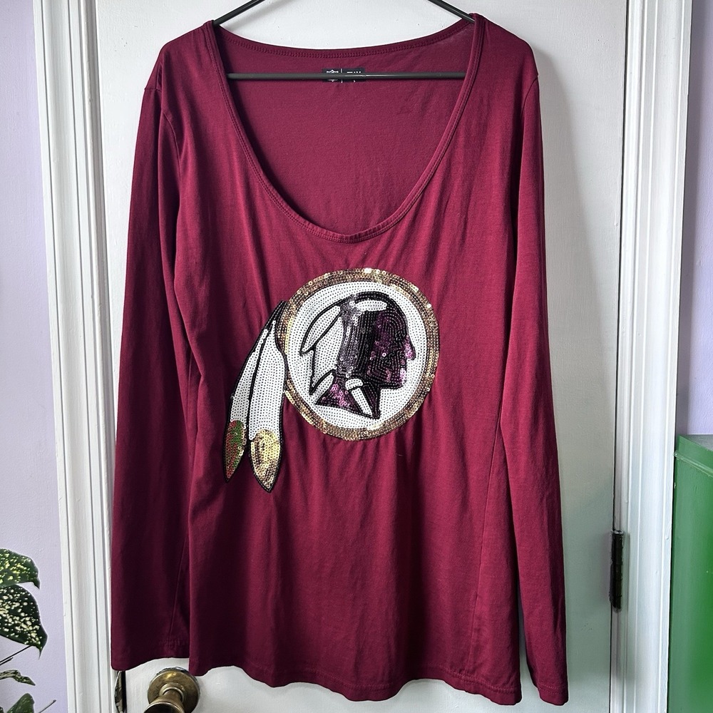 Vintage Washington Redskins Woman's Longsleeve Shirt Large Sequins NFL Team